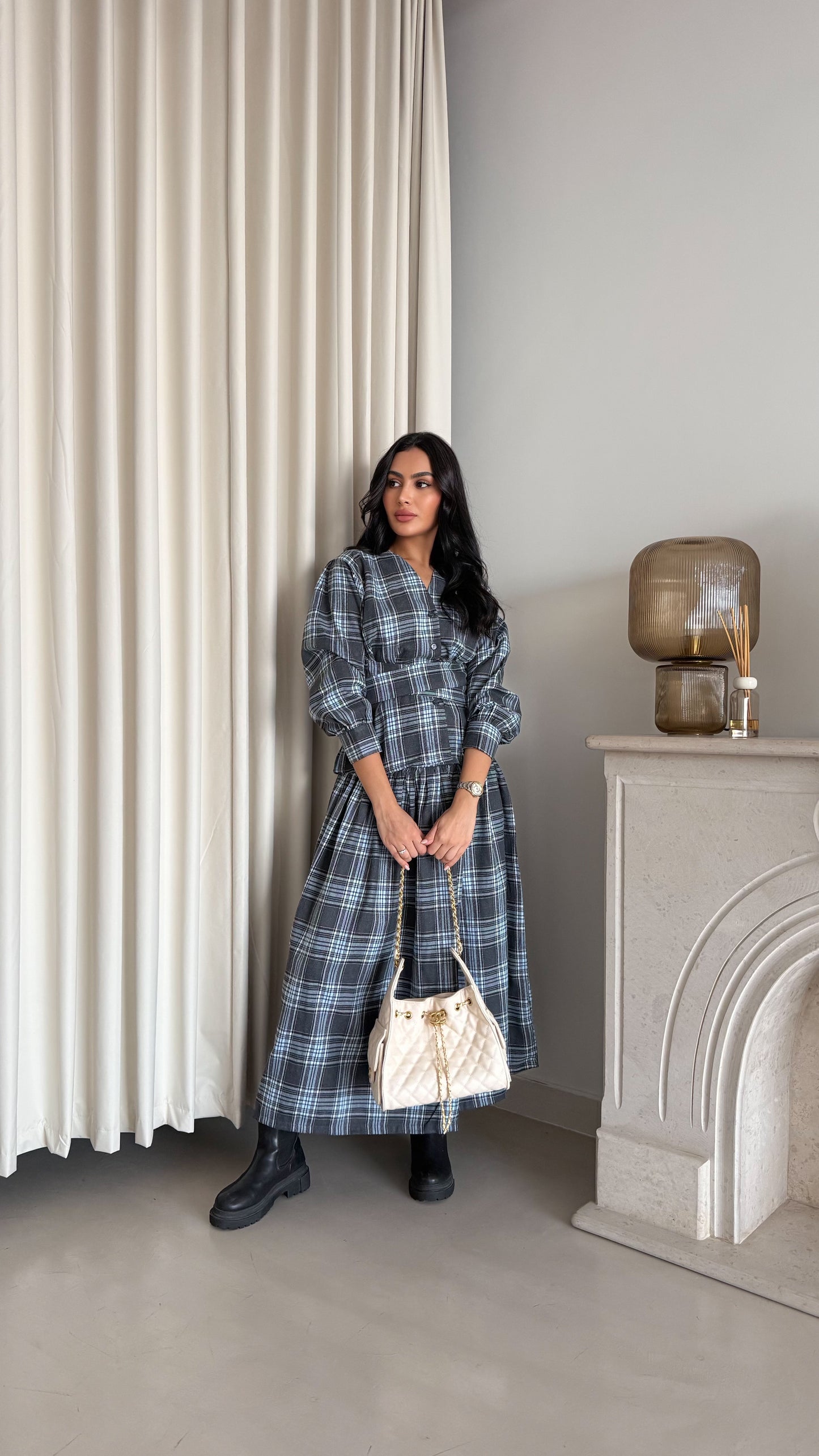 Blue plaid casual