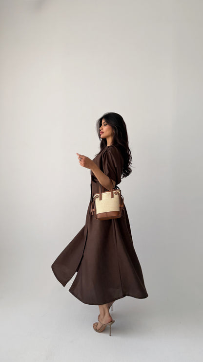 Turkish linen mocha dress