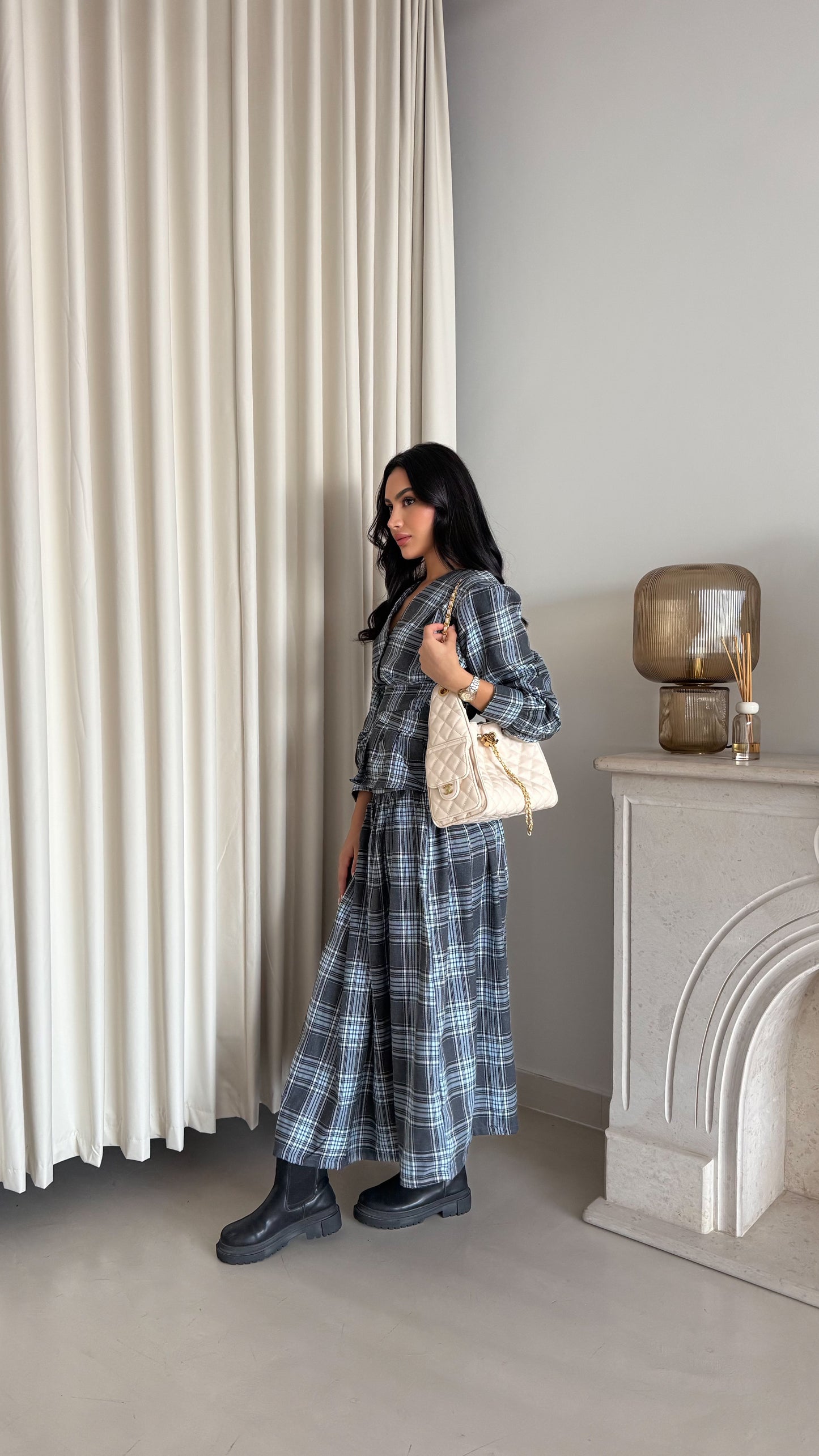 Blue plaid casual
