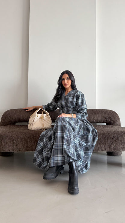 Blue plaid casual