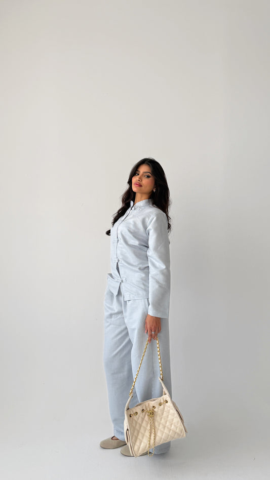 Light blue Turkish linen suit