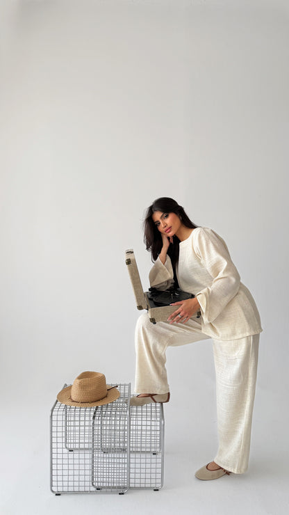 Off-white linen suit
