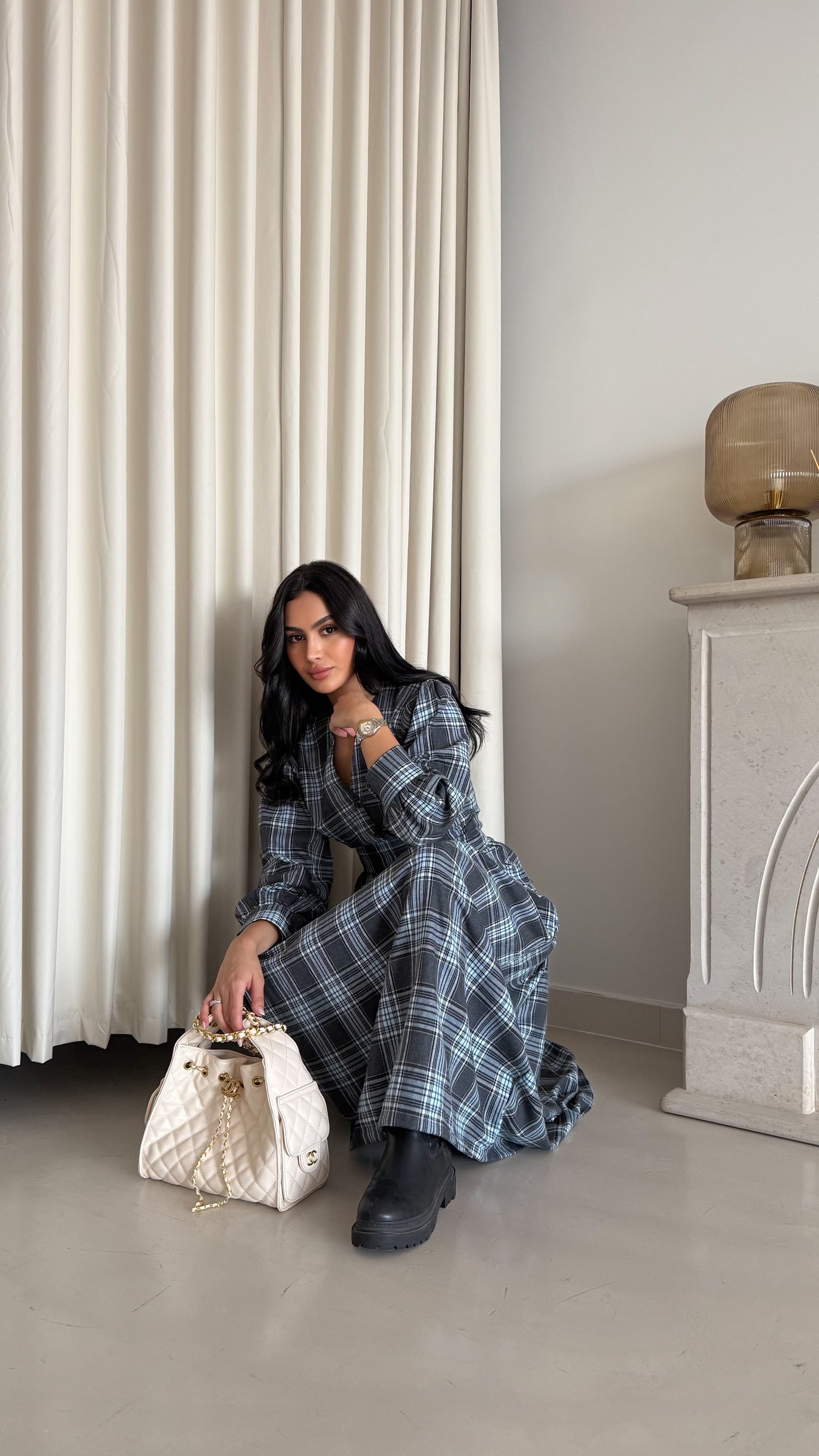 Blue plaid casual