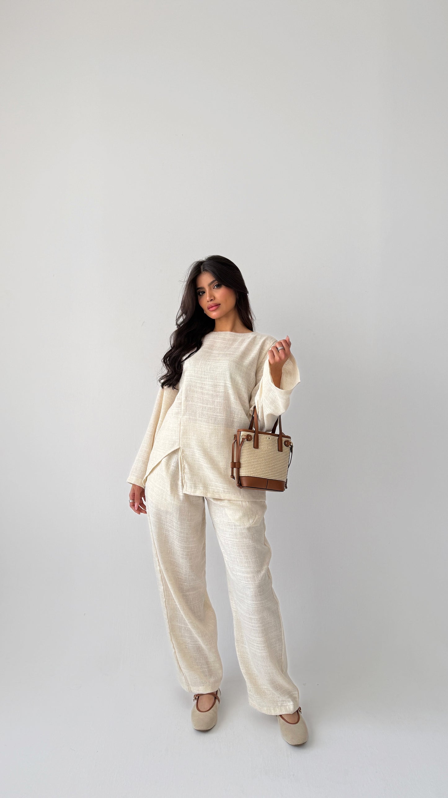 Off-white linen suit