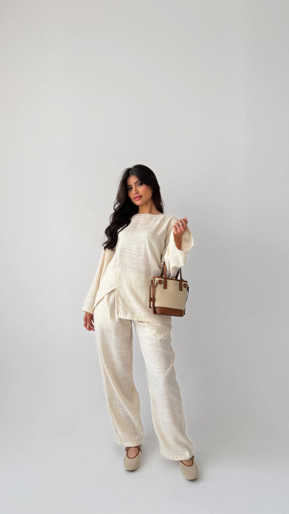 Off-white linen suit