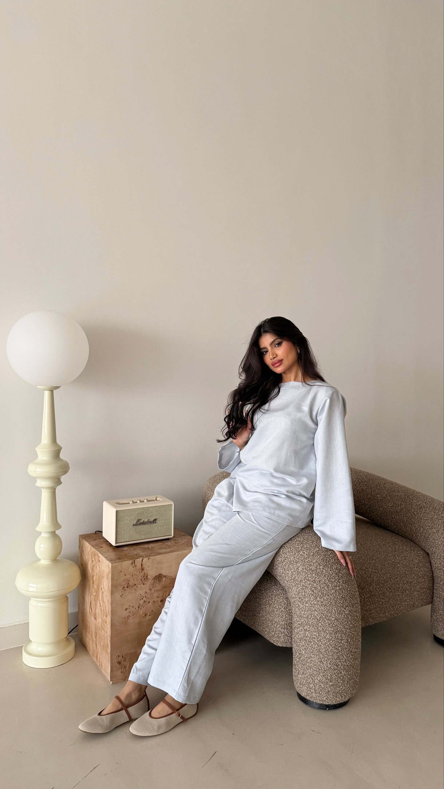 Sky blue Turkish linen suit