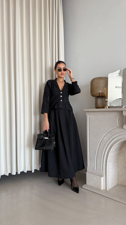 Classic black tweed suit