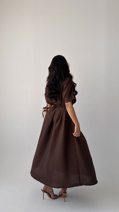Turkish linen mocha dress