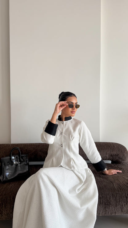 Classic white tweed suit