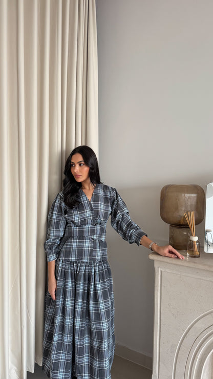 Blue plaid casual