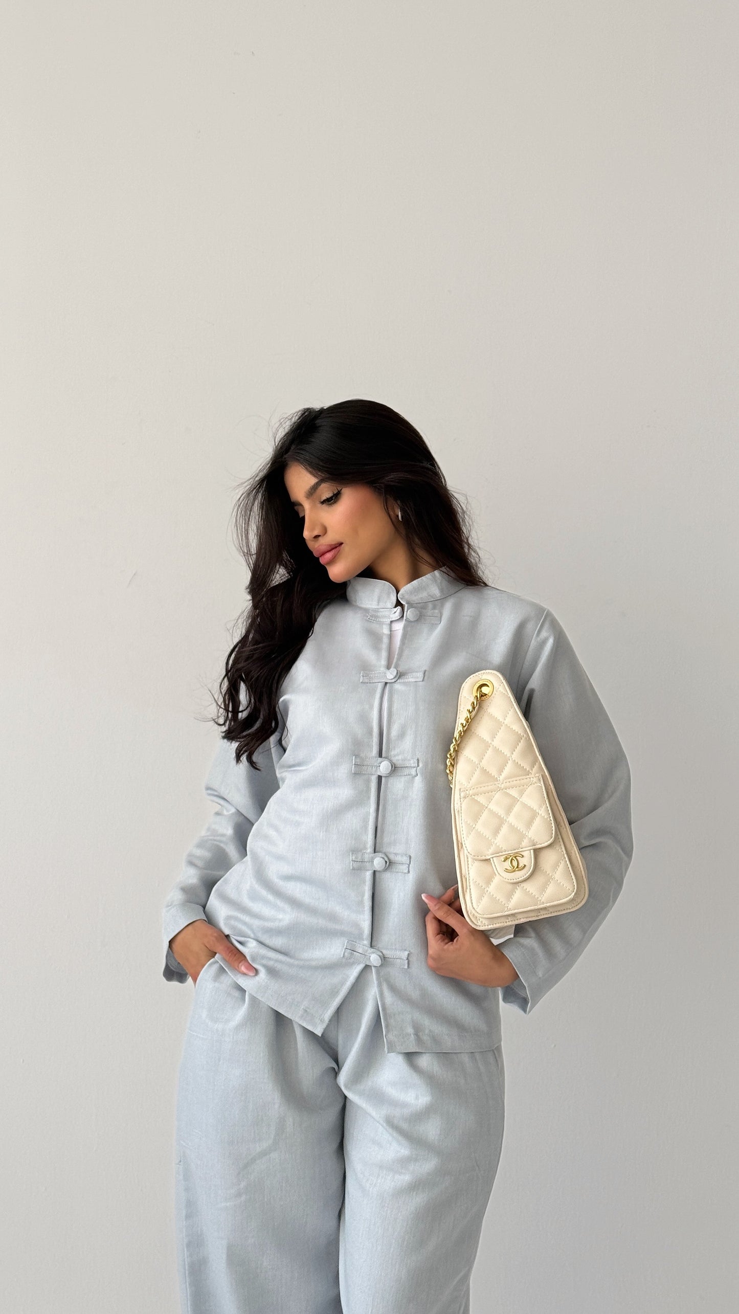 Light blue Turkish linen suit