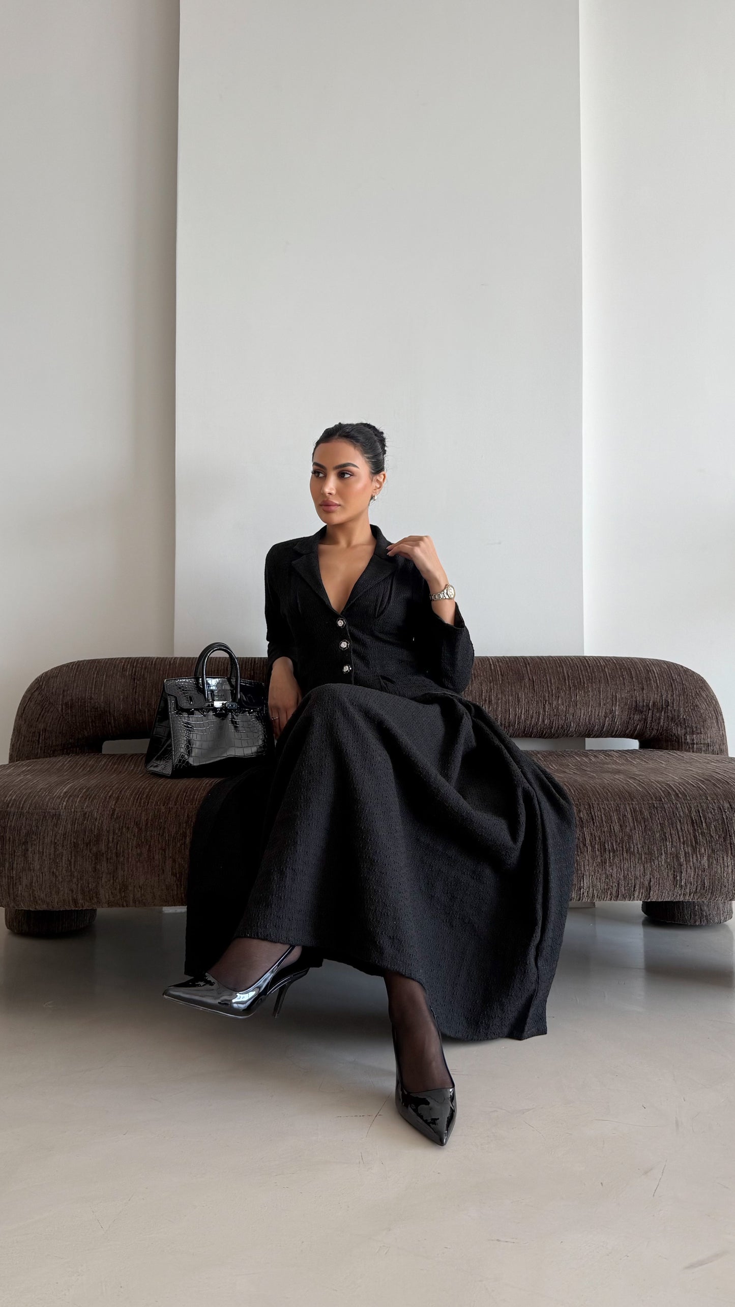 Classic black tweed suit