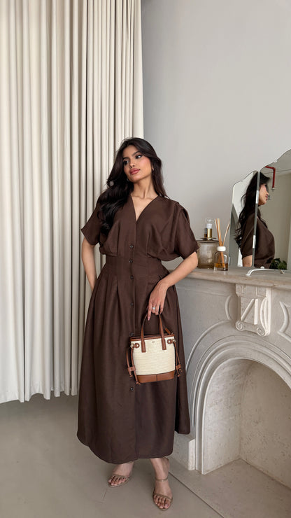 Turkish linen mocha dress