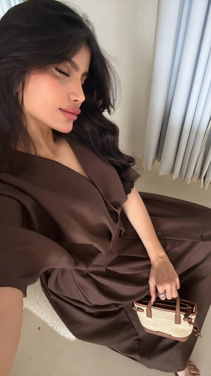 Turkish linen mocha dress