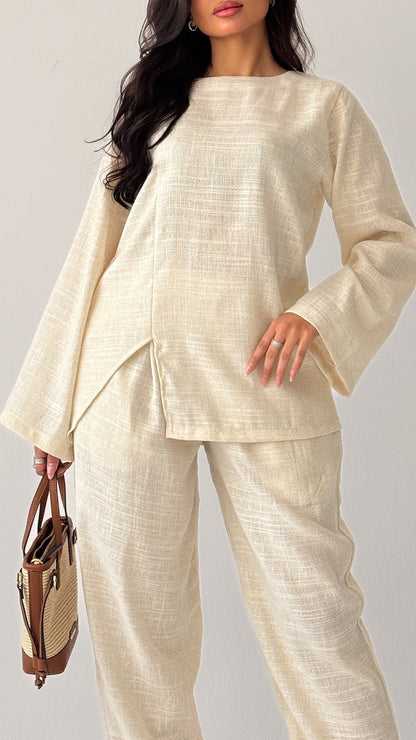 Off-white linen suit