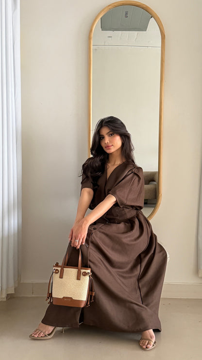 Turkish linen mocha dress