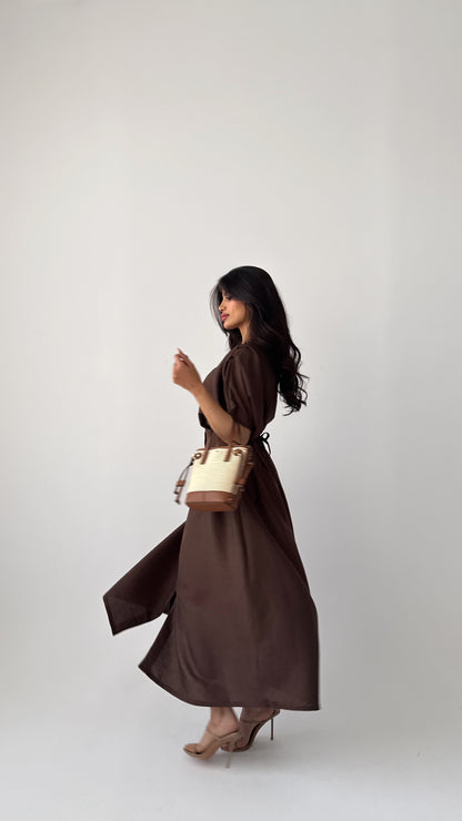 Turkish linen mocha dress