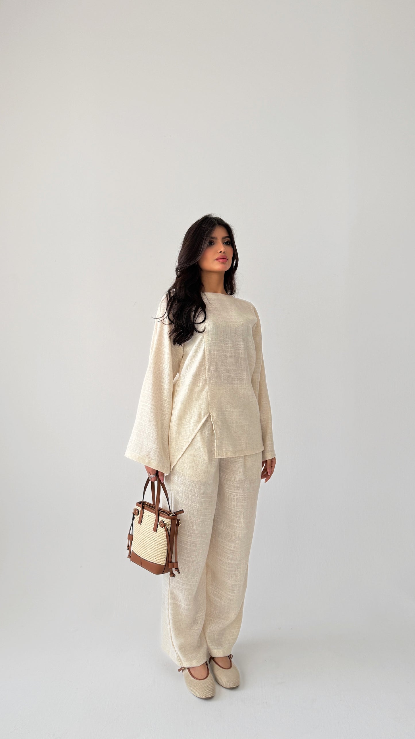 Off-white linen suit