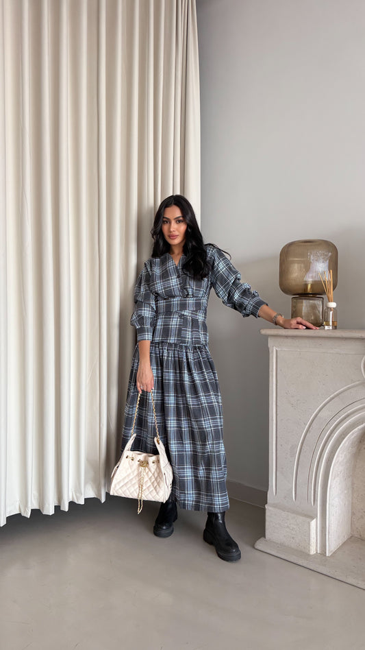 Blue plaid casual