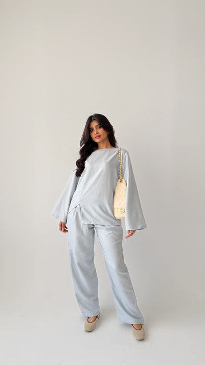 Sky blue Turkish linen suit