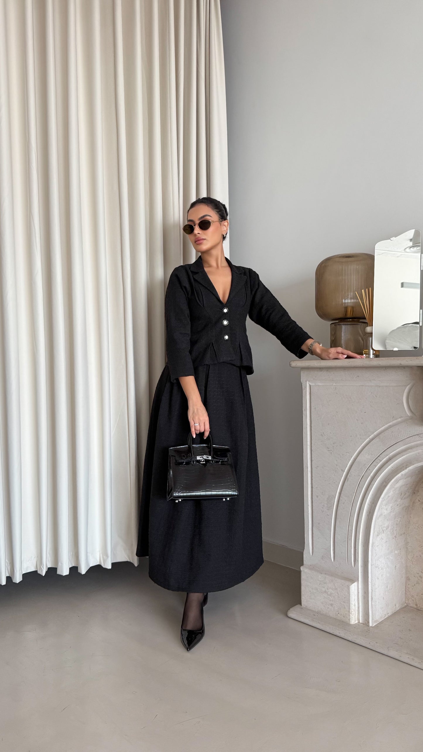 Classic black tweed suit