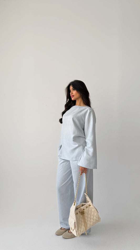 Sky blue Turkish linen suit