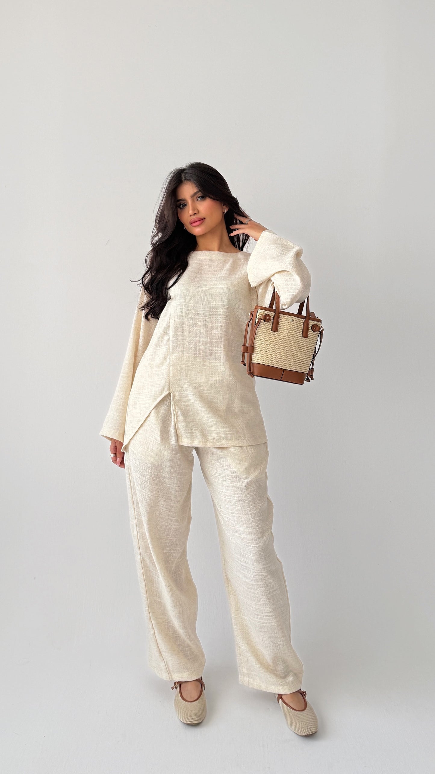 Off-white linen suit