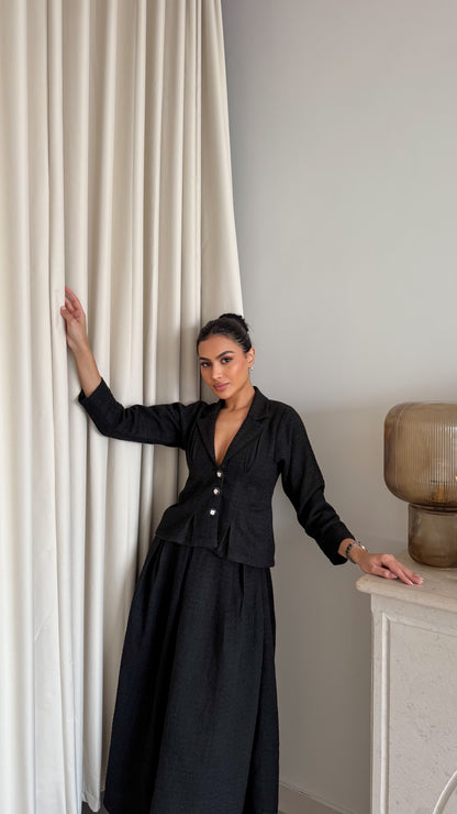 Classic black tweed suit
