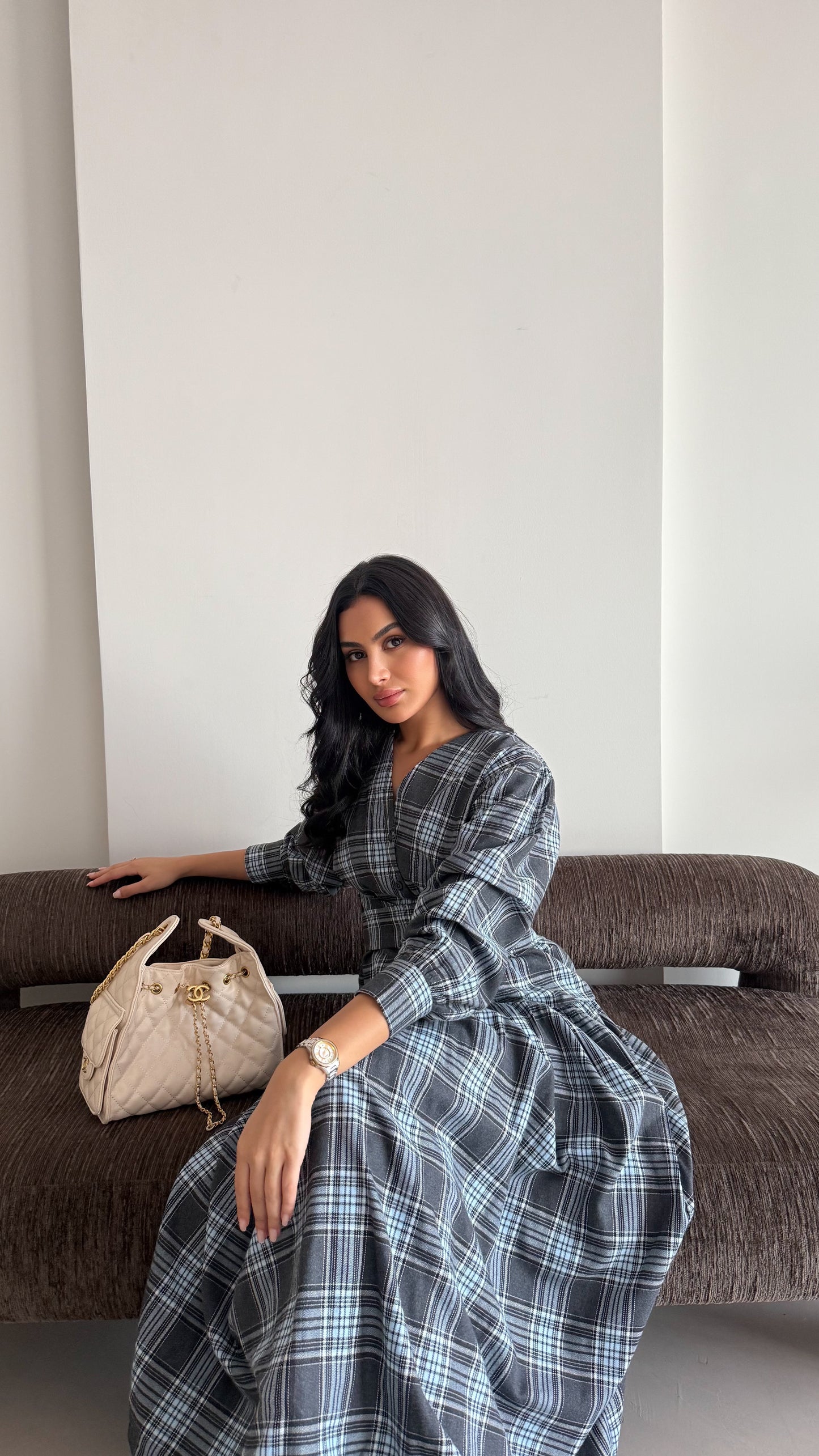Blue plaid casual