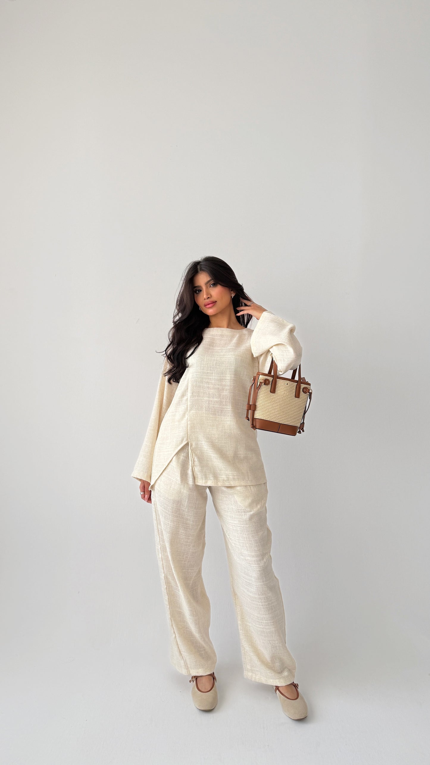 Off-white linen suit