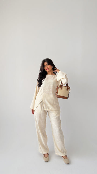 Off-white linen suit