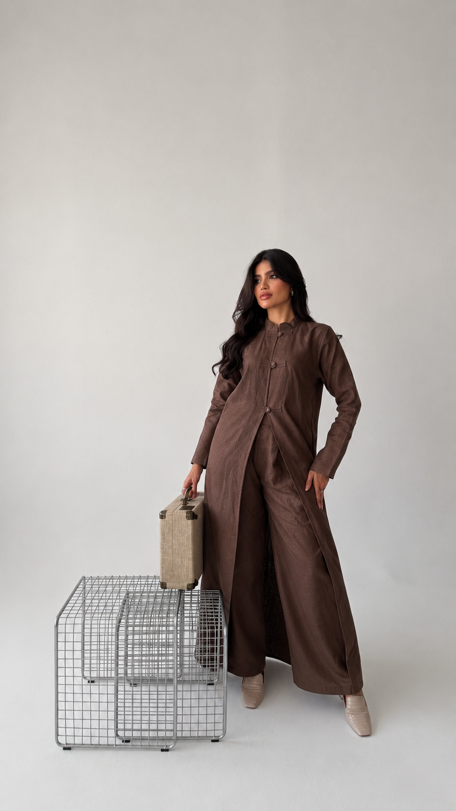 A brown linen Turkish waistcoat with trousers
