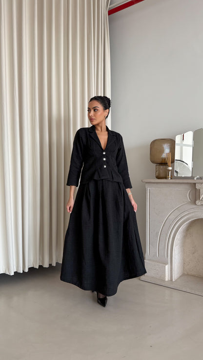 Classic black tweed suit