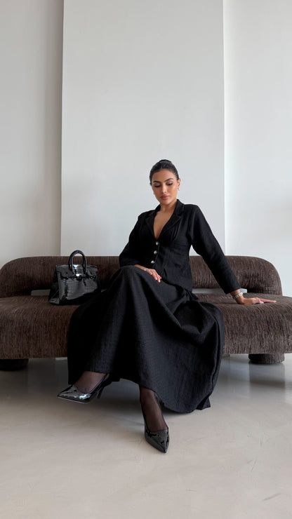 Classic black tweed suit