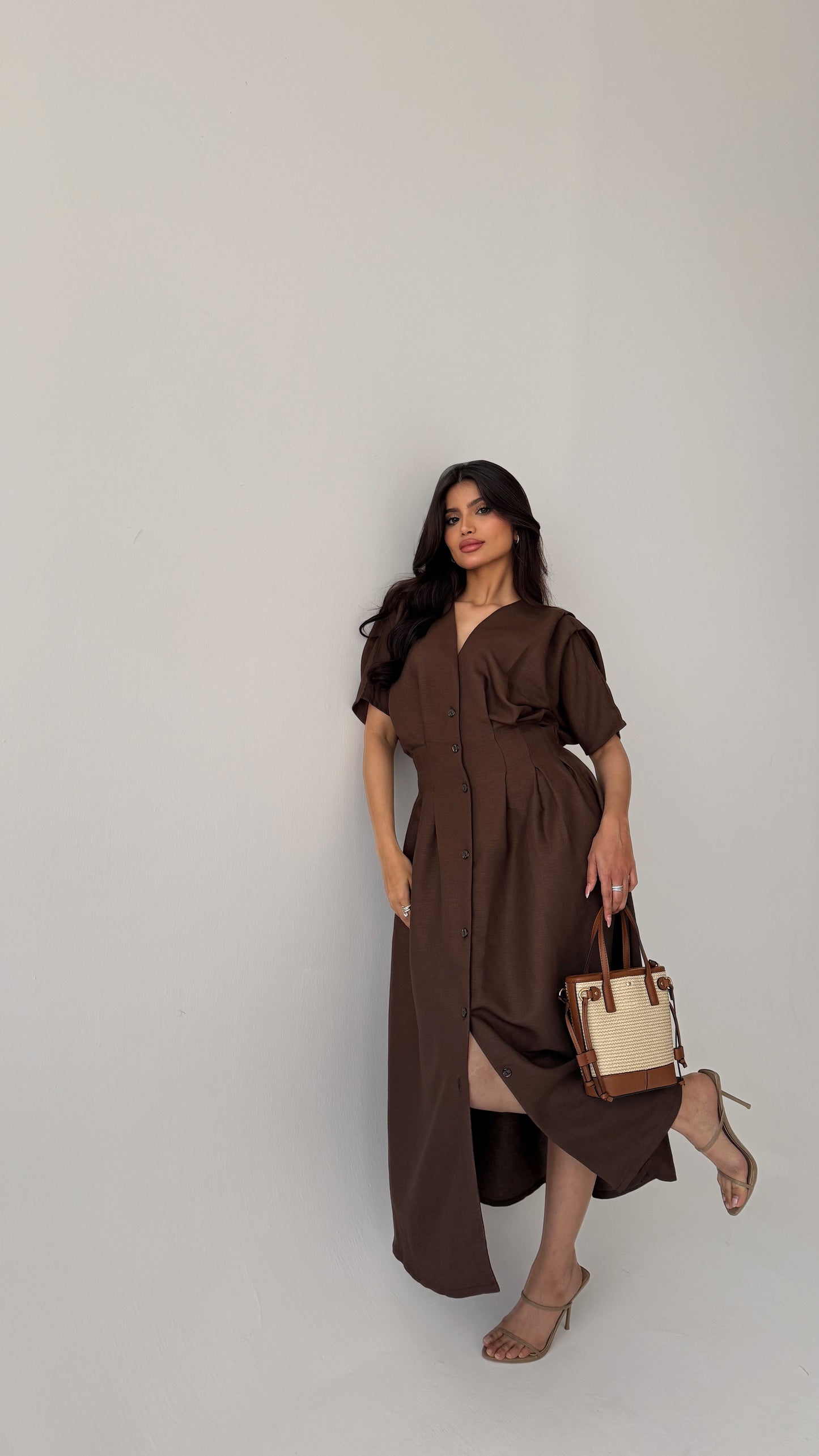 Turkish linen mocha dress