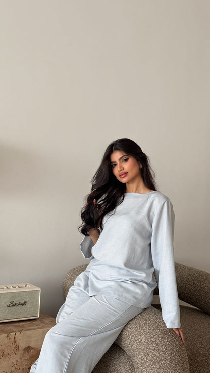 Sky blue Turkish linen suit
