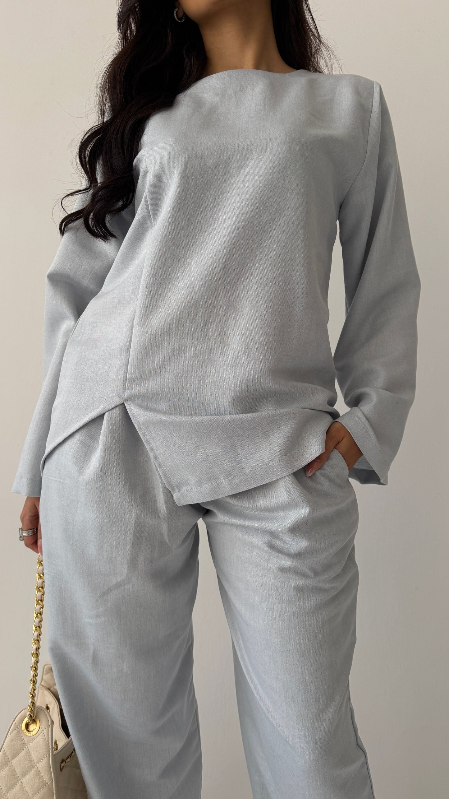 Sky blue Turkish linen suit