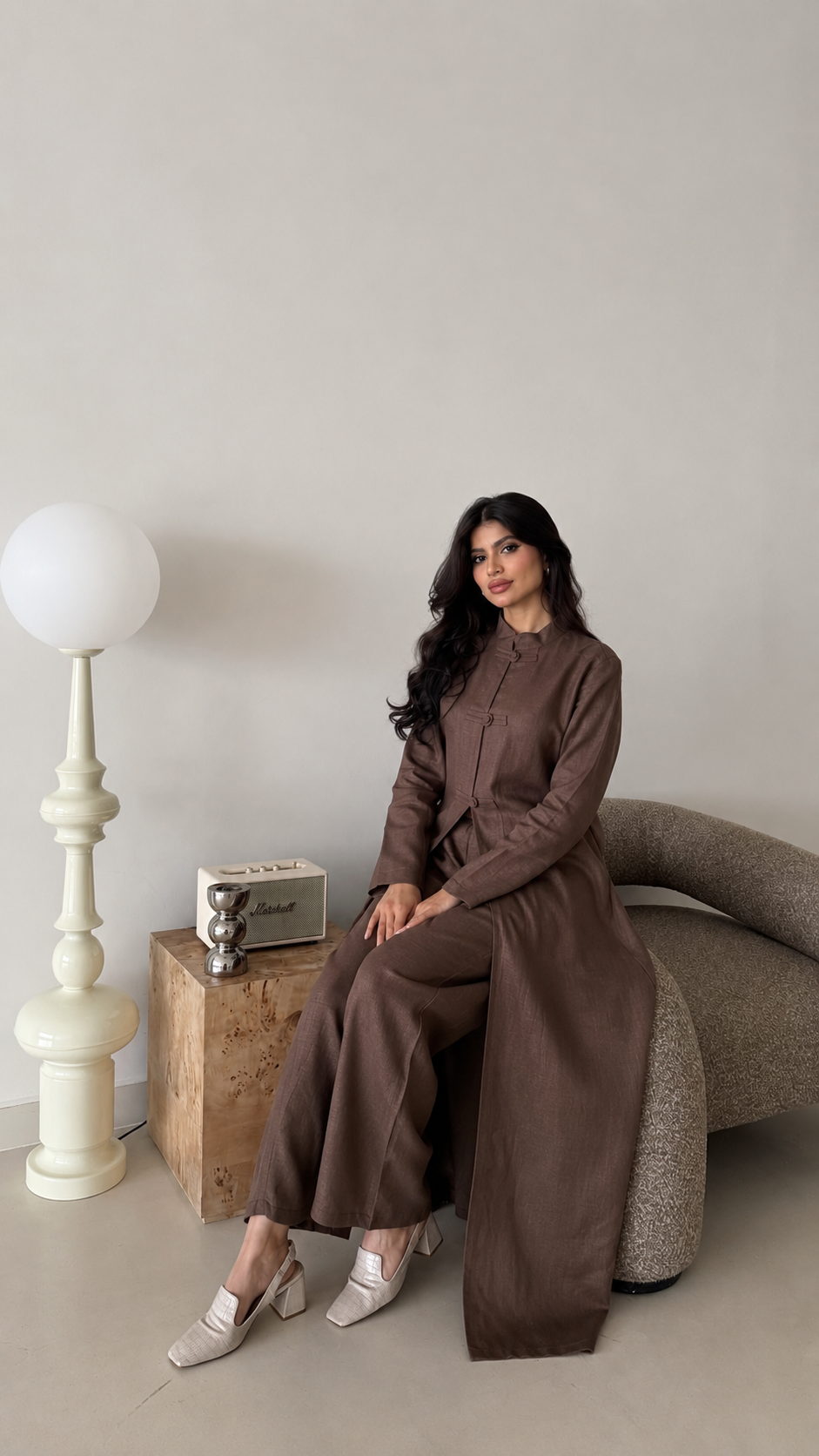 A brown linen Turkish waistcoat with trousers