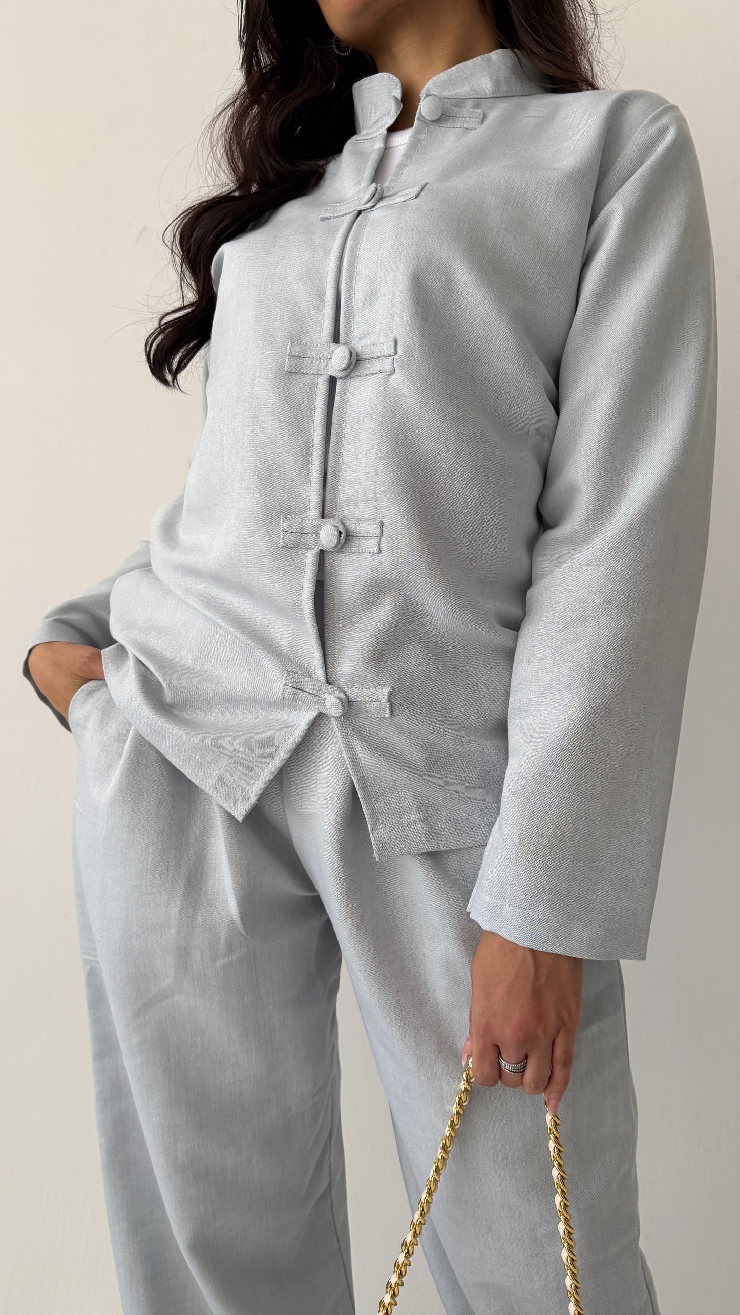 Light blue Turkish linen suit